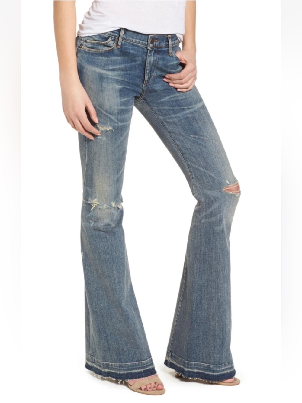 Citizens of Humanity Charlie Petite Super Flare Distressed Jeans Size 25 NWT